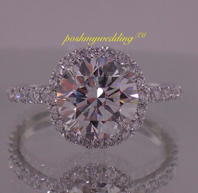 Classic Round Engagement Ring with Halo + Micropave Diamond